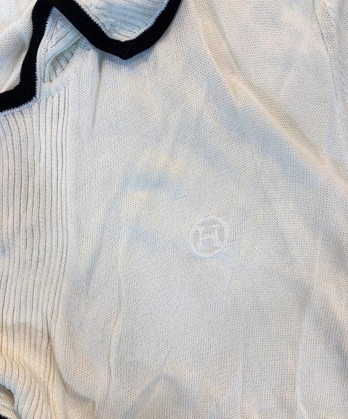 HERMES（エルメス）HERMES (エルメス) ロゴ刺繍S/Sスキッパーニット ホワイト サイズ:LAの古着・服飾アイテム
