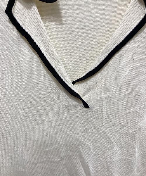 HERMES（エルメス）HERMES (エルメス) ロゴ刺繍S/Sスキッパーニット ホワイト サイズ:LAの古着・服飾アイテム