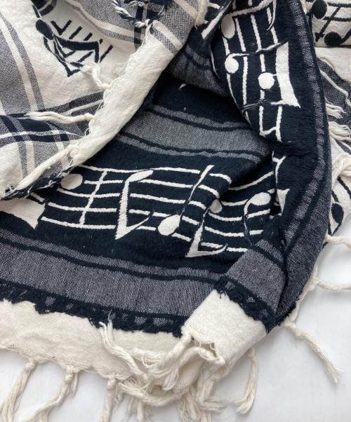 n(n) by NUMBER (N)INE（エヌエヌバイナンバーナイン）n(n) by NUMBER (N)INE (エヌエヌバイナンバーナイン) 音符柄ストール アイボリー×ブラック サイズ:FREEの古着・服飾アイテム