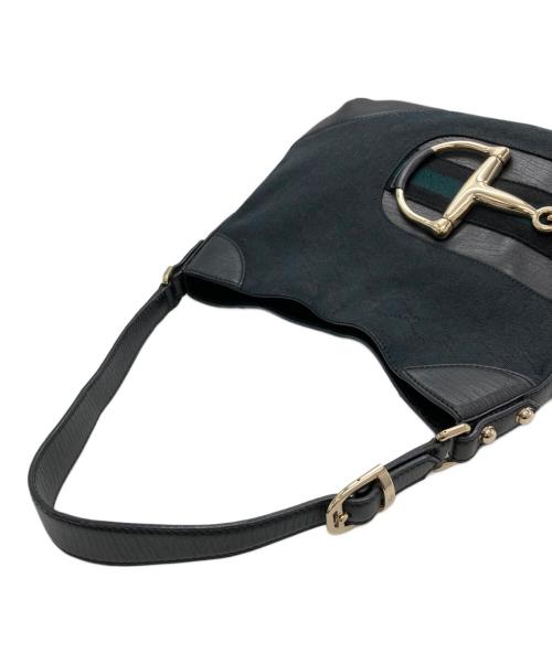 GUCCI（グッチ）GUCCI (グッチ) ハスラービット GGキャンバス ショルダーバッグ ブラックの古着・服飾アイテム