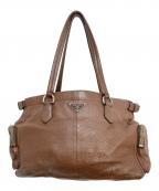 PRADAプラダ）の古着「レザートートバッグ」｜ブラウン