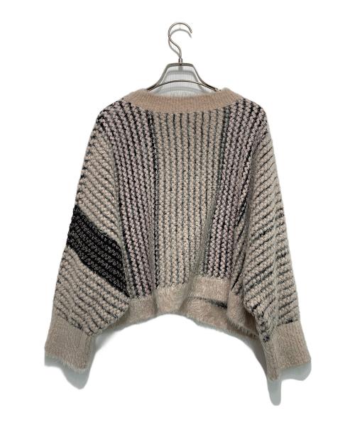 β（ベータ）β (ベータ) シャギーストライプ ニットプルオーバー ベージュ サイズ:9の古着・服飾アイテム