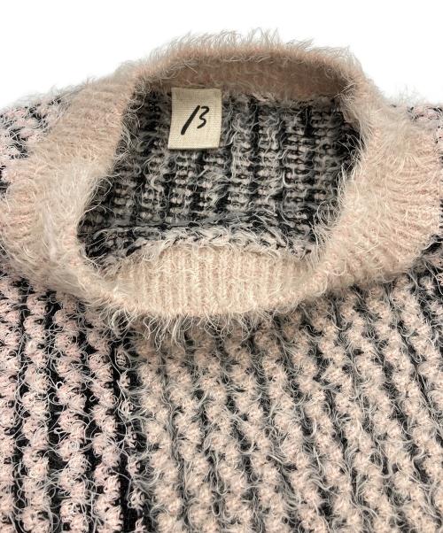 β（ベータ）β (ベータ) シャギーストライプ ニットプルオーバー ベージュ サイズ:9の古着・服飾アイテム