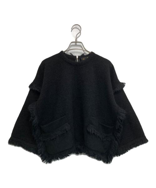 DRAWER（ドゥロワー）Drawer (ドゥロワー) フリンジニット ブラック サイズ:1の古着・服飾アイテム