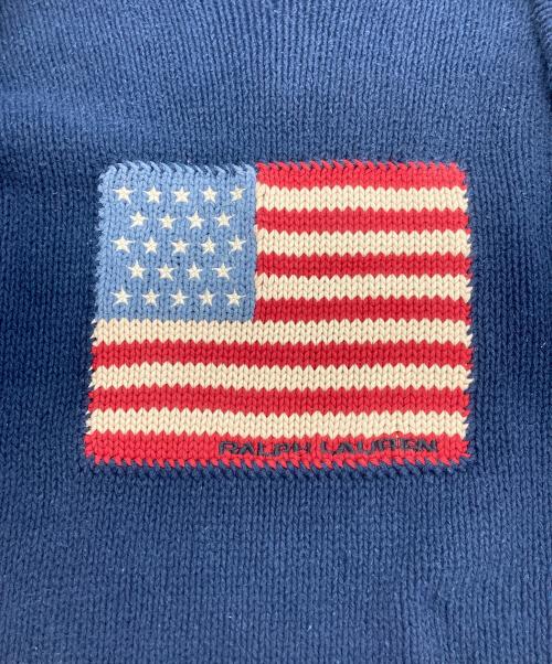 Ralph Lauren POLO SPORT（ラルフローレン ポロスポーツ）Ralph Lauren POLO SPORT (ラルフローレン ポロスポーツ) 【古着】90's星条旗 ニット ネイビー サイズ:Ｌの古着・服飾アイテム