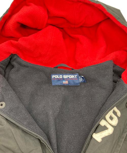 POLO SPORT（ポロスポーツ）POLO SPORT (ポロスポーツ) 裏フリースフーデッドコート ブラック×レッド サイズ:Lの古着・服飾アイテム