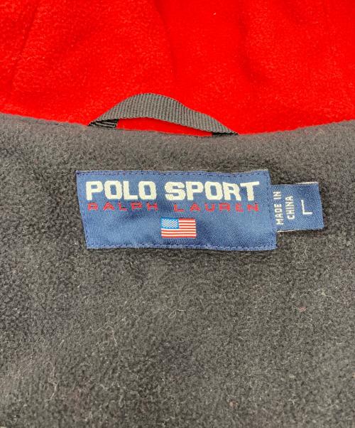 POLO SPORT（ポロスポーツ）POLO SPORT (ポロスポーツ) 裏フリースフーデッドコート ブラック×レッド サイズ:Lの古着・服飾アイテム