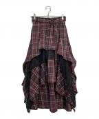 HAREハレ）の古着「MIXチェックランダムスカート」｜バーガンディー