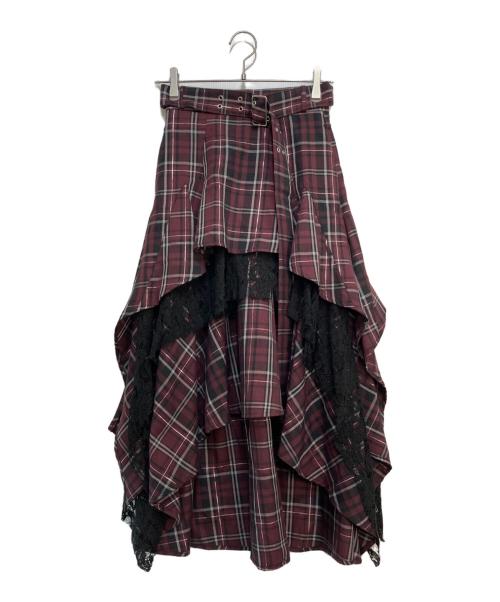 HARE（ハレ）HARE (ハレ) MIXチェックランダムスカート バーガンディー サイズ:Fの古着・服飾アイテム