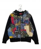SUPREMEシュプリーム）の古着「Patchwork Zip Up Hooded Sweatshirt」｜ブラック