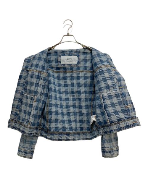 AMI Alexandre Mattiussi（アミアレクサンドルマテュッシ）AMI Alexandre Mattiussi (アミアレクサンドルマテュッシ) チェックデニムジャケット インディゴ サイズ:XXSの古着・服飾アイテム