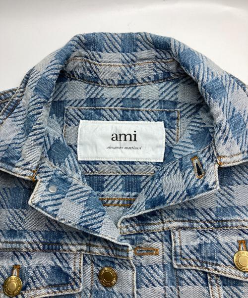 AMI Alexandre Mattiussi（アミアレクサンドルマテュッシ）AMI Alexandre Mattiussi (アミアレクサンドルマテュッシ) チェックデニムジャケット インディゴ サイズ:XXSの古着・服飾アイテム