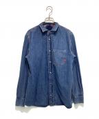DIESELディーゼル）の古着「リバーシブルデニムシャツ」｜インディゴ×レッド
