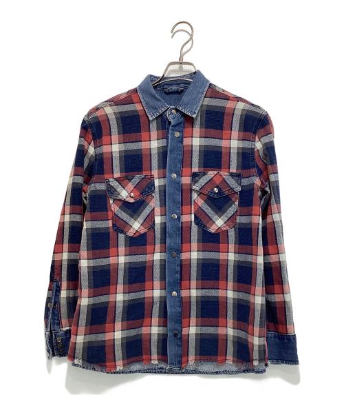 DIESEL（ディーゼル）DIESEL (ディーゼル) リバーシブルデニムシャツ インディゴ×レッド サイズ:XSの古着・服飾アイテム