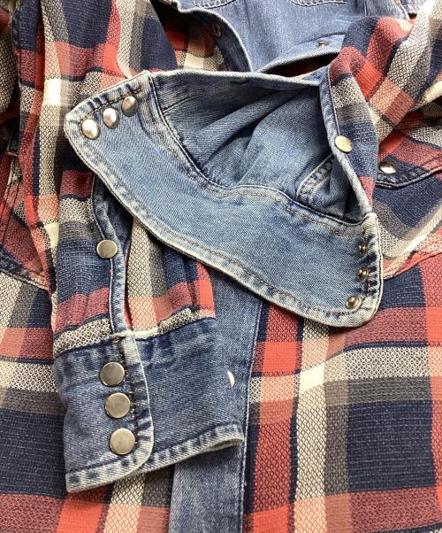 DIESEL（ディーゼル）DIESEL (ディーゼル) リバーシブルデニムシャツ インディゴ×レッド サイズ:XSの古着・服飾アイテム