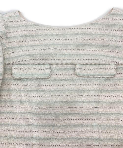 HER LIP TO（ハーリップトゥ）HER LIP TO (ハーリップトゥ) Charlotte Tweed Dress ホワイト×ミントグリーン サイズ:M 未使用品の古着・服飾アイテム