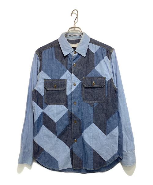 GANRYU（ガンリュウ）GANRYU (ガンリュウ) パッチワークデニムシャツ インディゴ サイズ:Mの古着・服飾アイテム