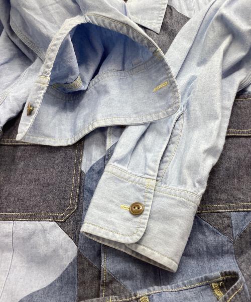 GANRYU（ガンリュウ）GANRYU (ガンリュウ) パッチワークデニムシャツ インディゴ サイズ:Mの古着・服飾アイテム