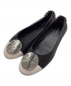 TORY BURCHトリーバーチ）の古着「クレア キャップトゥ バレエ」｜ブラック