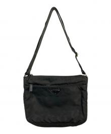 PRADA（プラダ）の古着「ロゴプレート ショルダーバッグ」｜ブラック×ダークグリーン