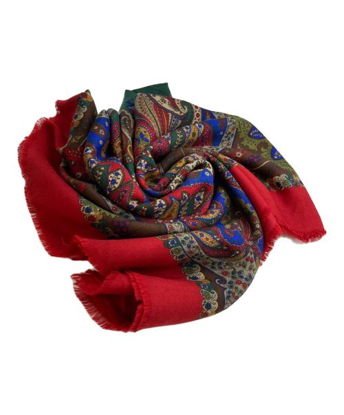 GUCCI（グッチ）GUCCI (グッチ) ペイズリー柄ウールシルク大判ストール レッドの古着・服飾アイテム