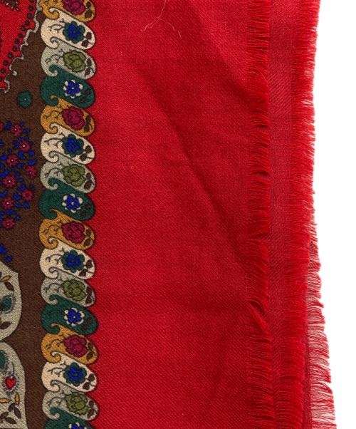 GUCCI（グッチ）GUCCI (グッチ) ペイズリー柄ウールシルク大判ストール レッドの古着・服飾アイテム