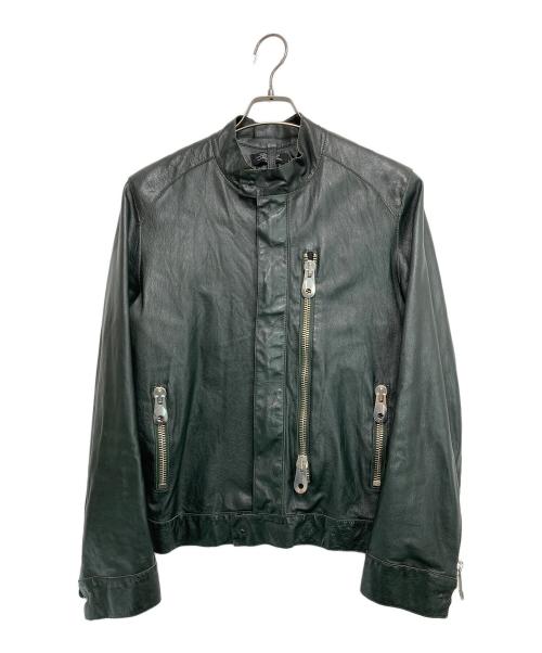 MARCO TAGLIAFERRI（マルコタリアフェリ）MARCO TAGLIAFERRI (マルコタリアフェリ) ジップレザージャケット グリーン サイズ:46の古着・服飾アイテム