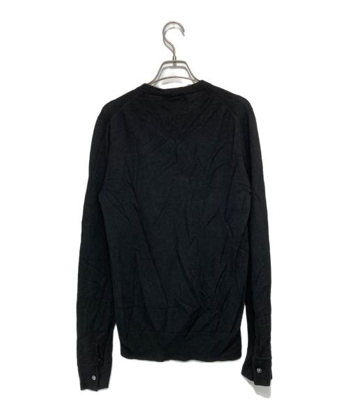 BURBERRY BLACK LABEL（バーバリーブラックレーベル）BURBERRY BLACK LABEL (バーバリーブラックレーベル) ホース刺繍 Vネックニットカーディガン ブラック サイズ:2の古着・服飾アイテム