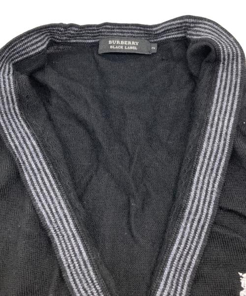BURBERRY BLACK LABEL（バーバリーブラックレーベル）BURBERRY BLACK LABEL (バーバリーブラックレーベル) ホース刺繍 Vネックニットカーディガン ブラック サイズ:2の古着・服飾アイテム