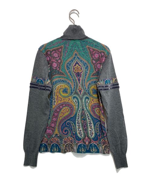 ETRO（エトロ）ETRO (エトロ) ペイズリー切替タートルネックニット グレー サイズ:44の古着・服飾アイテム