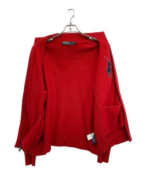 POLO RALPH LAUREN（ポロ・ラルフローレン）POLO RALPH LAUREN (ポロ・ラルフローレン) ジップカーディガン レッド サイズ:Lの古着・服飾アイテム