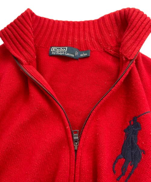 POLO RALPH LAUREN（ポロ・ラルフローレン）POLO RALPH LAUREN (ポロ・ラルフローレン) ジップカーディガン レッド サイズ:Lの古着・服飾アイテム
