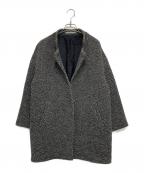 theory luxeセオリーリュクス）の古着「ノーカラーコクーンコート」｜ブラック×ホワイト