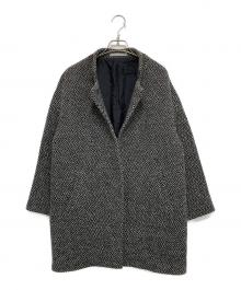 theory luxe（セオリーリュクス）の古着「ノーカラーコクーンコート」｜ブラック×ホワイト