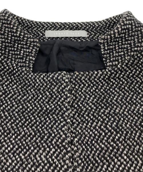 theory luxe（セオリーリュクス）theory luxe (セオリーリュクス) ノーカラーコクーンコート ブラック×ホワイト サイズ:38の古着・服飾アイテム