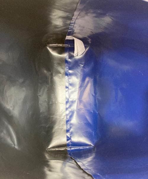 MARNI（マルニ）MARNI (マルニ) ポリエステル×レザーバイカラーロゴトートバッグ ブルー×ブラックの古着・服飾アイテム