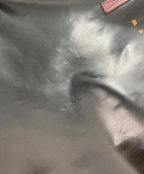 MARNI（マルニ）MARNI (マルニ) ポリエステル×レザーバイカラーロゴトートバッグ ブルー×ブラックの古着・服飾アイテム