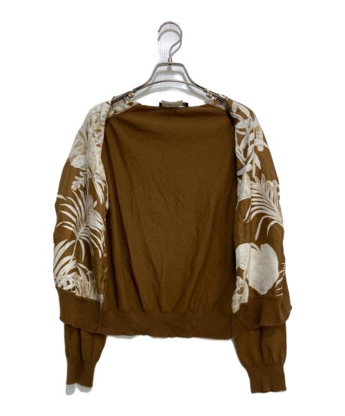 Salvatore Ferragamo（サルヴァトーレ フェラガモ）Salvatore Ferragamo (サルヴァトーレ フェラガモ) シルク切替カーディガン ブラウン サイズ:Sの古着・服飾アイテム