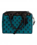 COACHコーチ）の古着「フローラルプリント 2WAYボストンバッグ」｜グリーン