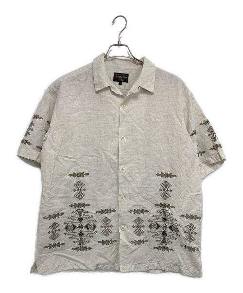 PENDLETON（ペンドルトン）PENDLETON (ペンドルトン) JOURNAL STANDARD relume (ジャーナルスタンダード レリューム) 別注 リネン混オープンカラーシャツ ベージュ サイズ:Lの古着・服飾アイテム