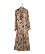 Diagramダイアグラム）の古着「ロゴフラワープリントボウタイワンピース」｜ベージュ