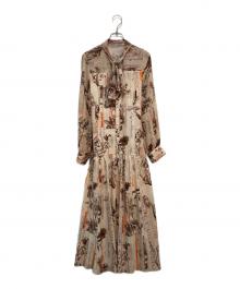 Diagram（ダイアグラム）の古着「ロゴフラワープリントボウタイワンピース」｜ベージュ