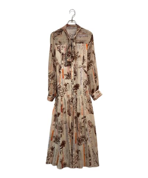 Diagram（ダイアグラム）Diagram (ダイアグラム) ロゴフラワープリントボウタイワンピース ベージュ サイズ:不明の古着・服飾アイテム