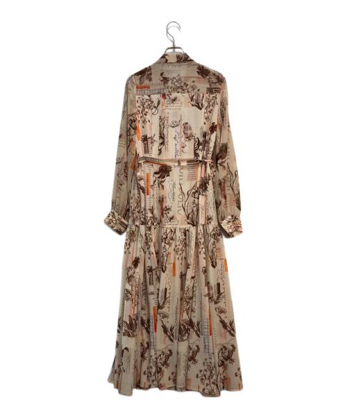 Diagram（ダイアグラム）Diagram (ダイアグラム) ロゴフラワープリントボウタイワンピース ベージュ サイズ:不明の古着・服飾アイテム