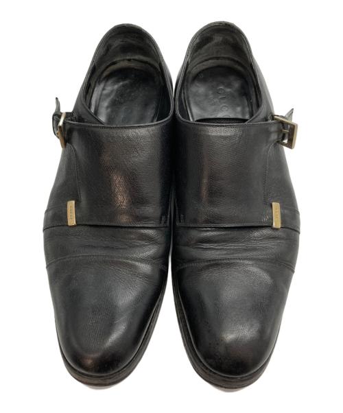 GUCCI（グッチ）GUCCI (グッチ) ダブルモンクレザーシューズ ブラック サイズ:39の古着・服飾アイテム