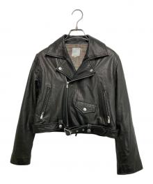 Ameri（アメリ）の古着「サイドレースアップラムレザーライダースジャケット」｜ブラック