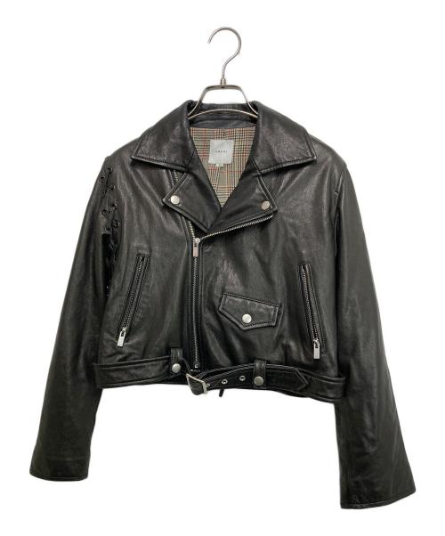 Ameri（アメリ）Ameri (アメリ) サイドレースアップラムレザーライダースジャケット ブラック サイズ:Mの古着・服飾アイテム