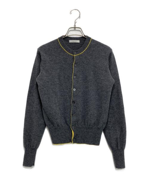 MACPHEE（マカフィー）MACPHEE (マカフィー) プレーンウール クルーネックカーディガン グレー×イエロー サイズ:Sの古着・服飾アイテム