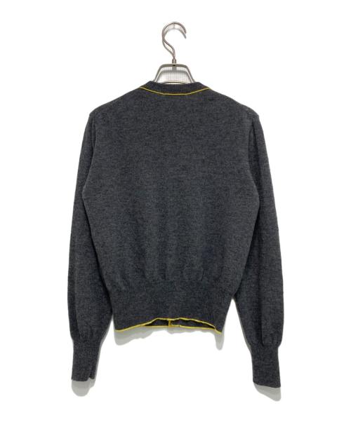 MACPHEE（マカフィー）MACPHEE (マカフィー) プレーンウール クルーネックカーディガン グレー×イエロー サイズ:Sの古着・服飾アイテム