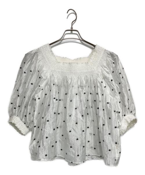 BALLSEY（ボールジィ）BALLSEY (ボールジィ) シャーリングジャカード スクエアネックプルオーバー ホワイト サイズ:36の古着・服飾アイテム